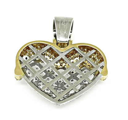 Estate 5.00ct Diamond Two Tone Gold Heart Pendant