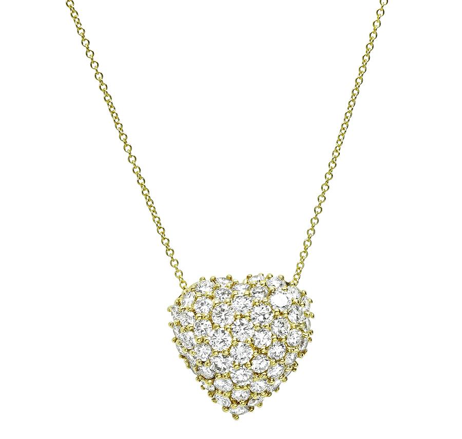 Estate 4.00ct Diamond Gold Heart Pendant Necklace
