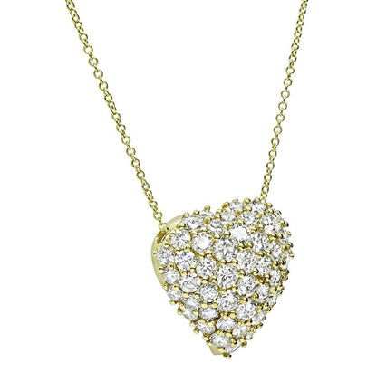 Estate 4.00ct Diamond Gold Heart Pendant Necklace