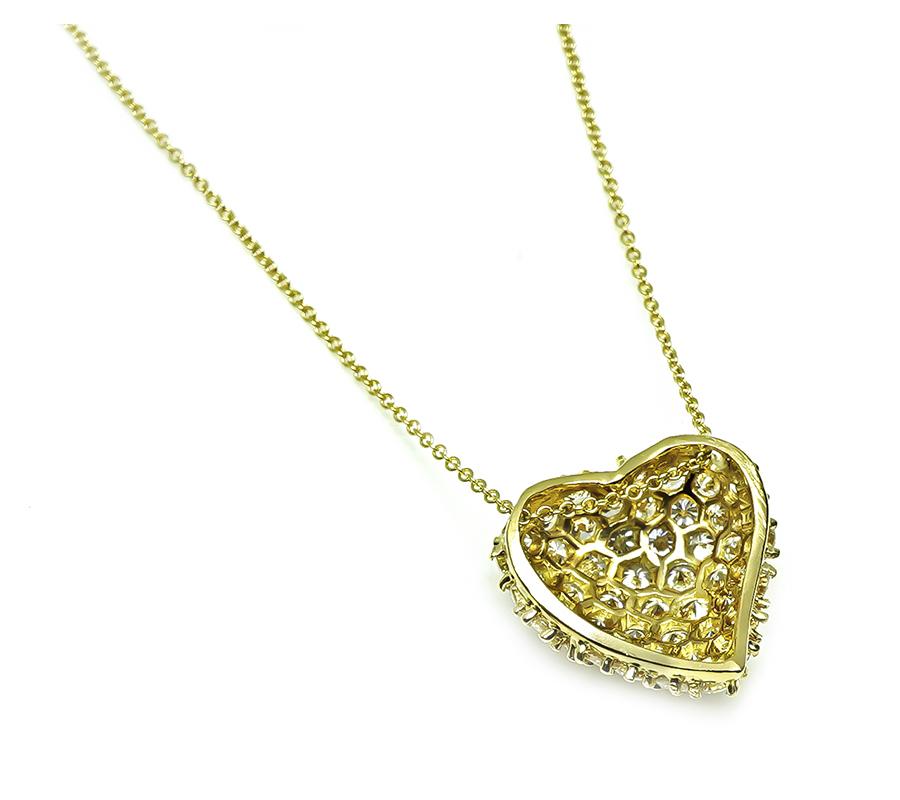 Estate 4.00ct Diamond Gold Heart Pendant Necklace