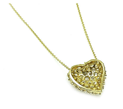 Estate 4.00ct Diamond Gold Heart Pendant Necklace