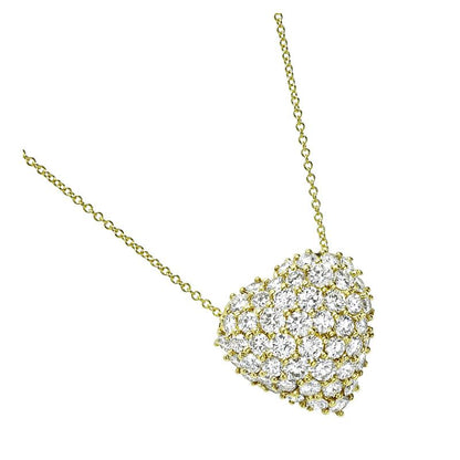 Estate 4.00ct Diamond Gold Heart Pendant Necklace