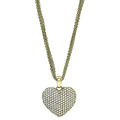 Estate 2.00ct Diamond Gold Heart Pendant Necklace