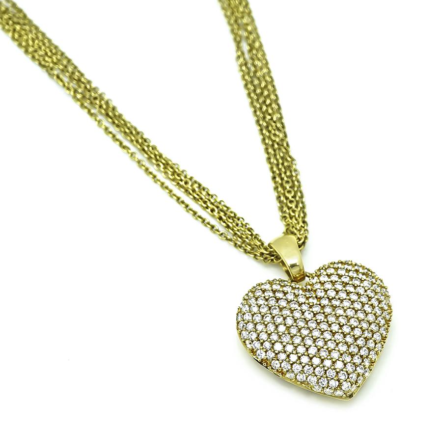 Estate 2.00ct Diamond Gold Heart Pendant Necklace