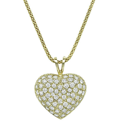Estate 3.00ct Diamond Heart Pendant Necklace