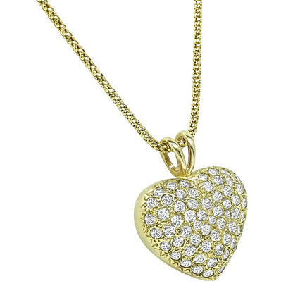 Estate 3.00ct Diamond Heart Pendant Necklace