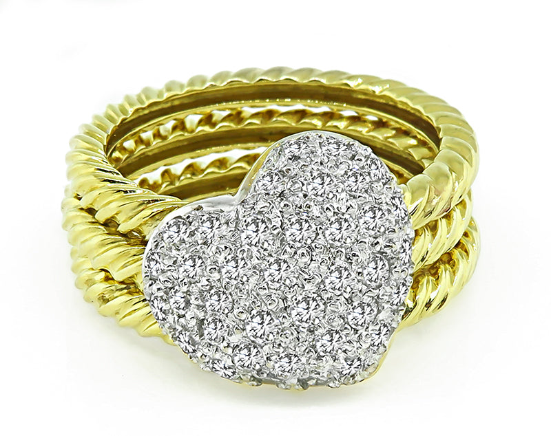 Estate 0.75ct Diamond Heart Ring