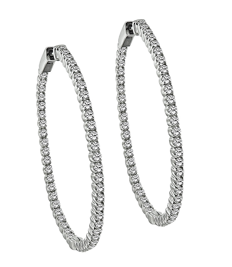 Estate 3.00ct Diamond Hoops Earrings