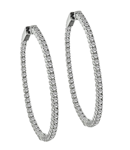 Estate 3.00ct Diamond Hoops Earrings