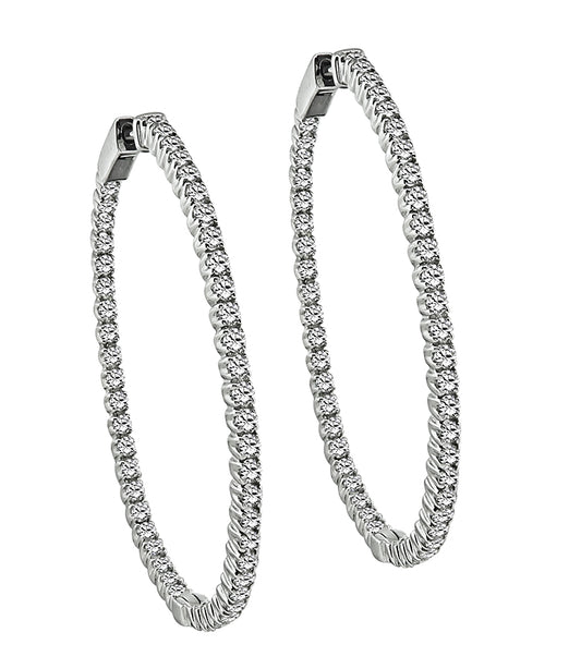 Estate 3.00ct Diamond Hoops Earrings