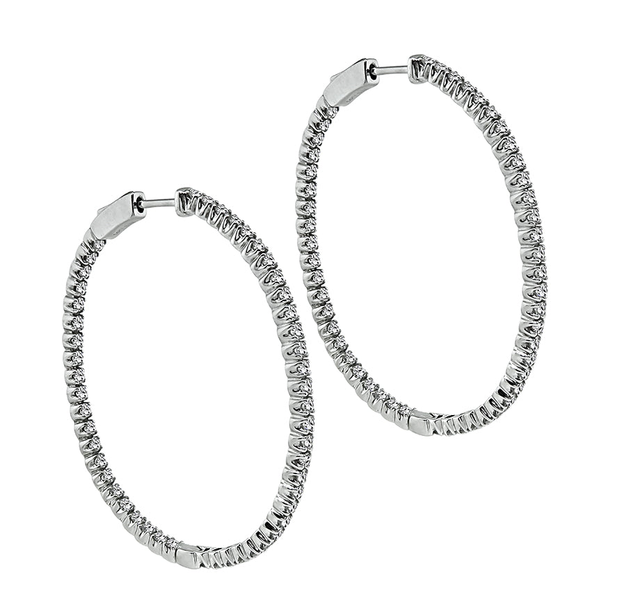 Estate 3.00ct Diamond Hoops Earrings