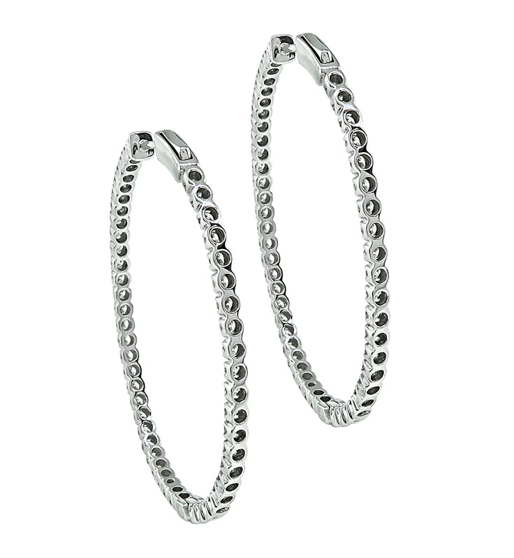 Estate 3.00ct Diamond Hoops Earrings