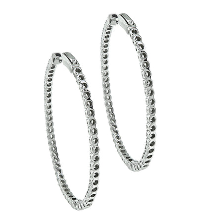 Estate 3.00ct Diamond Hoops Earrings
