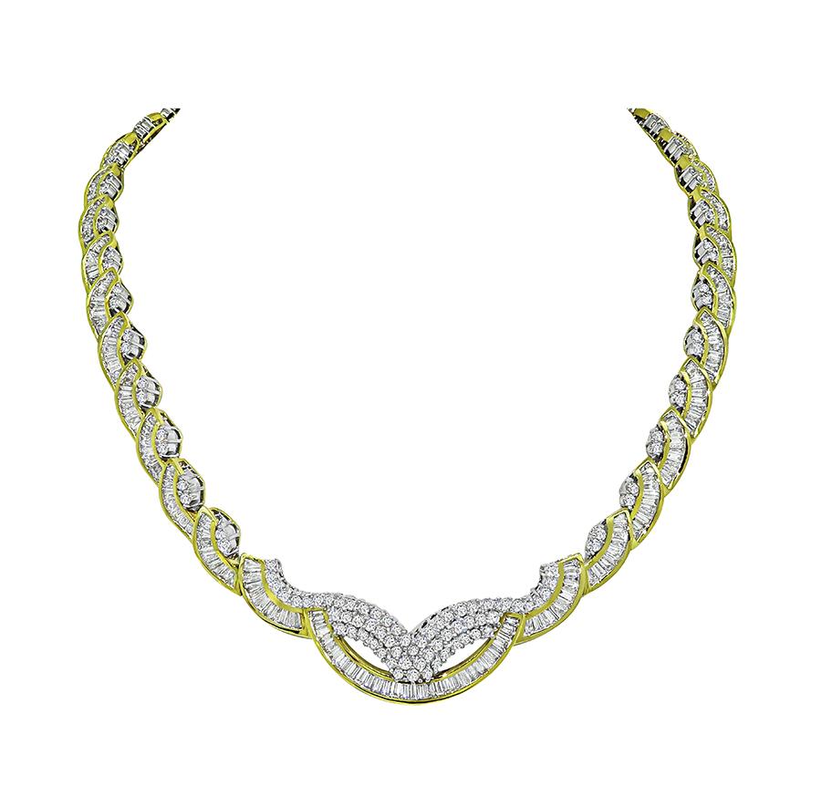 Estate 35.00ct Diamond Platinum and 18k Yellow Gold Necklace