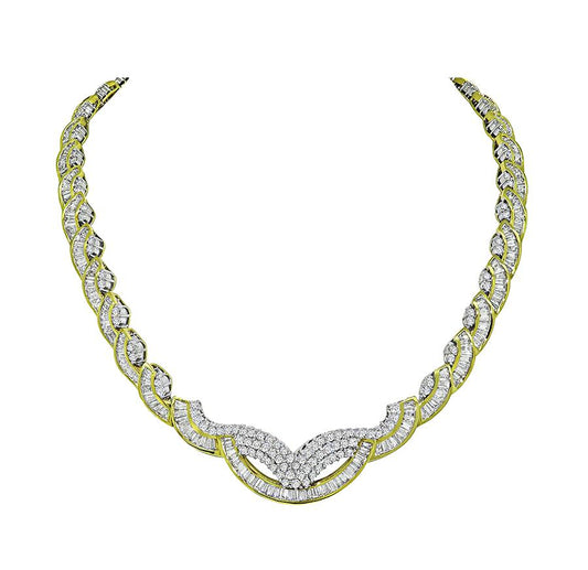 Estate 35.00ct Diamond Platinum and 18k Yellow Gold Necklace