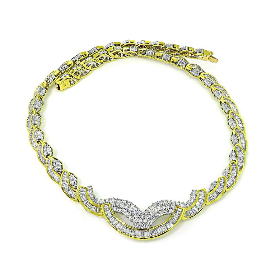 Estate 35.00ct Diamond Platinum and 18k Yellow Gold Necklace