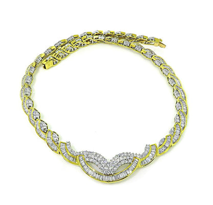 Estate 35.00ct Diamond Platinum and 18k Yellow Gold Necklace