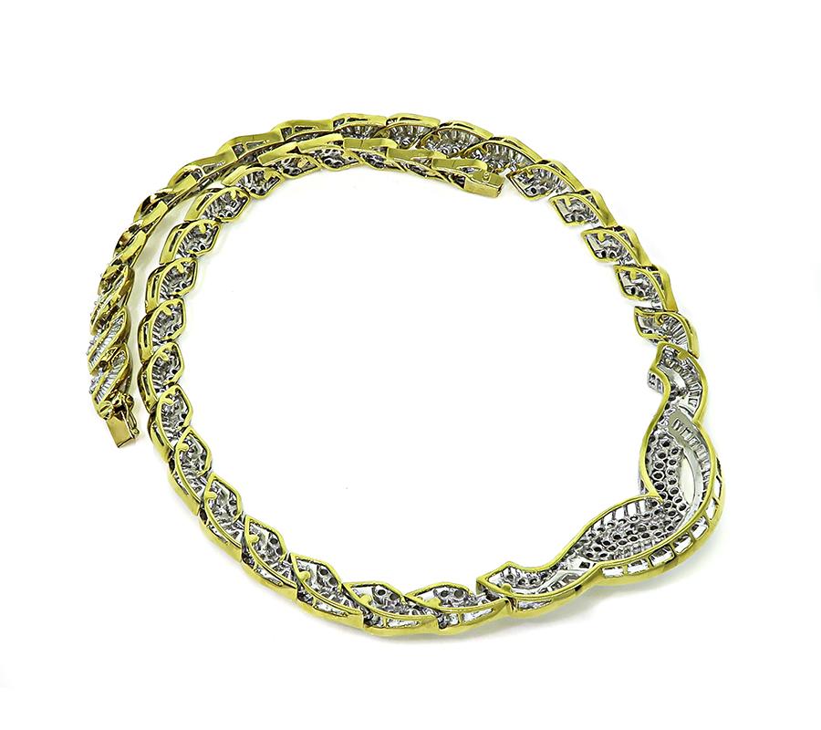 Estate 35.00ct Diamond Platinum and 18k Yellow Gold Necklace