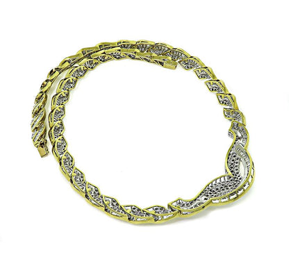 Estate 35.00ct Diamond Platinum and 18k Yellow Gold Necklace