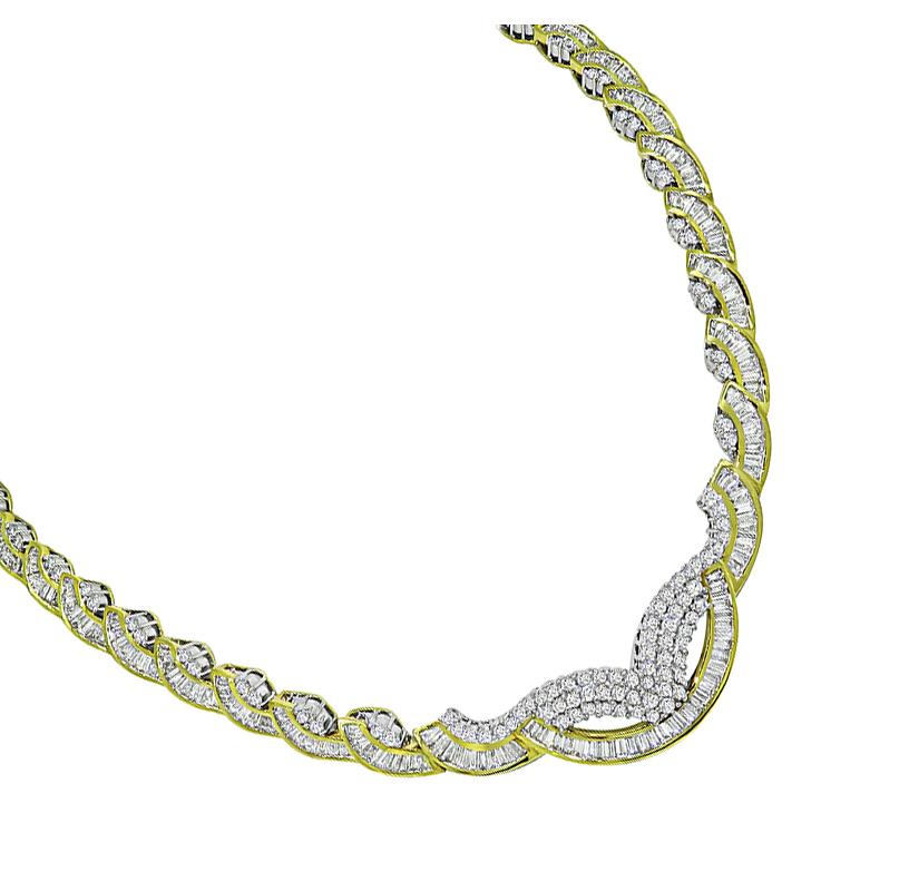 Estate 35.00ct Diamond Platinum and 18k Yellow Gold Necklace