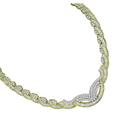 Estate 35.00ct Diamond Platinum and 18k Yellow Gold Necklace