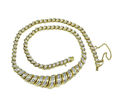 Estate 1.50ct Diamond 14k Yellow and White Gold Necklace
