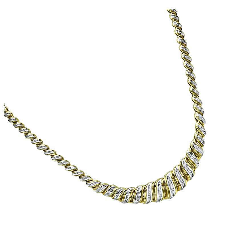 Estate 1.50ct Diamond 14k Yellow and White Gold Necklace