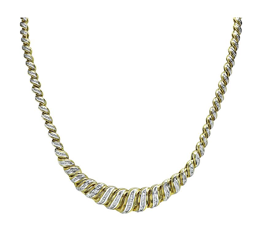 Estate 1.50ct Diamond 14k Yellow and White Gold Necklace
