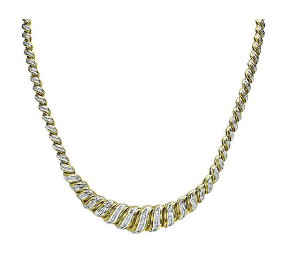 Estate 1.50ct Diamond 14k Yellow and White Gold Necklace