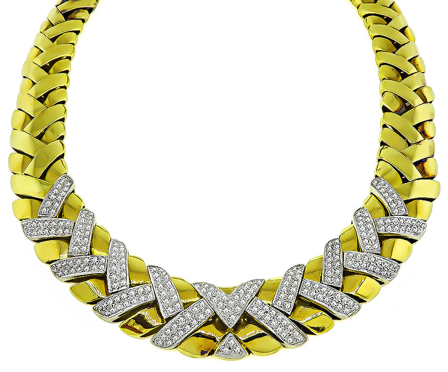 Estate 6.00ct Diamond Two Tone Gold Necklace
