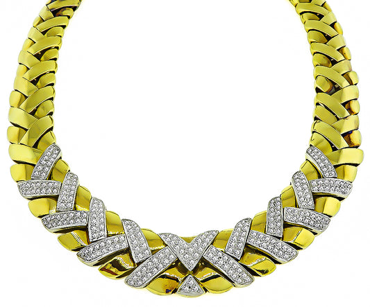 Estate 6.00ct Diamond Two Tone Gold Necklace