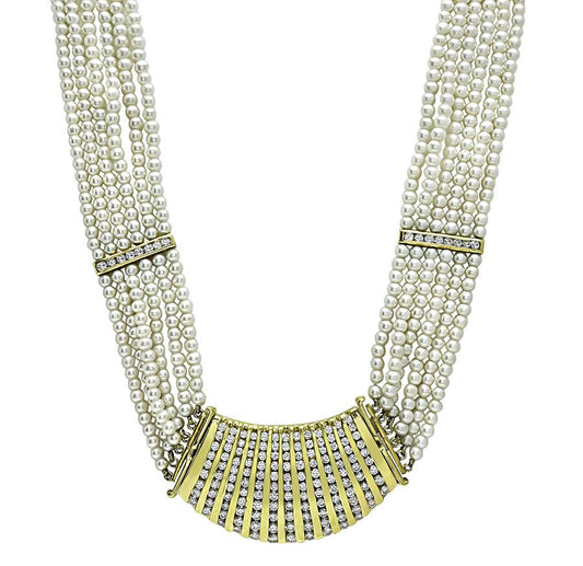Estate 5.00ct Diamond Pearl Necklace