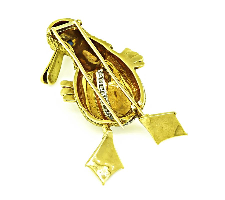 Diamond Sapphire Gold Platypus Pin
