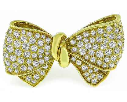 Estate 5.00ct Diamond Gold Bow Pin