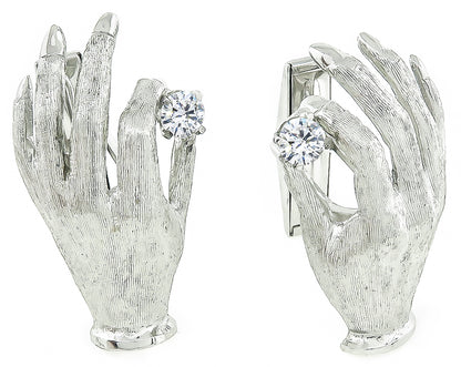 Estate 0.60ct Diamond Hand Cufflinks