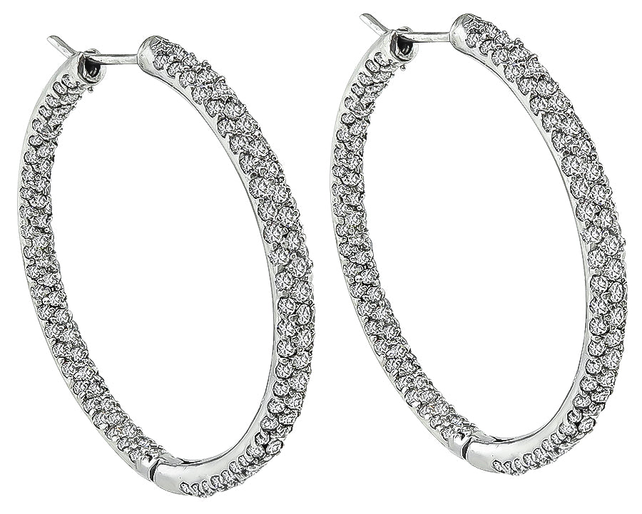 Estate 6.00ct Diamond Hoop Earrings