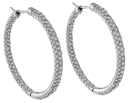 Estate 6.00ct Diamond Hoop Earrings