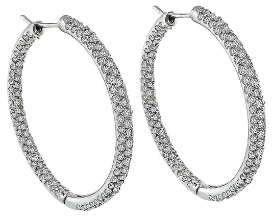 Estate 6.00ct Diamond Hoop Earrings