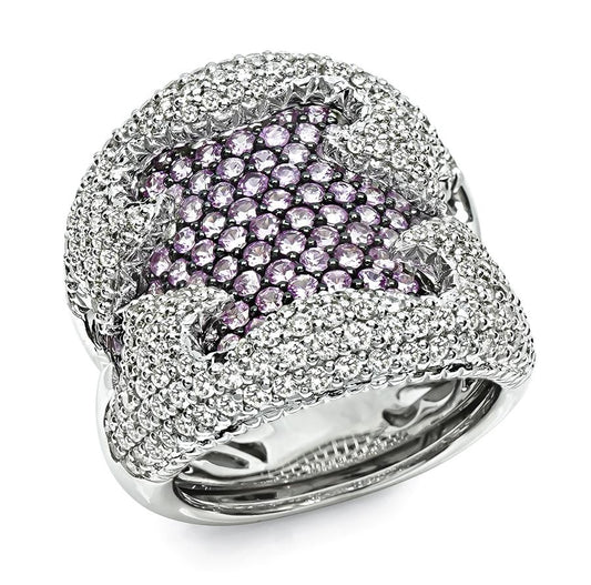 Estate 1.75ct Diamond 0.80ct Kunzite Gold Ring