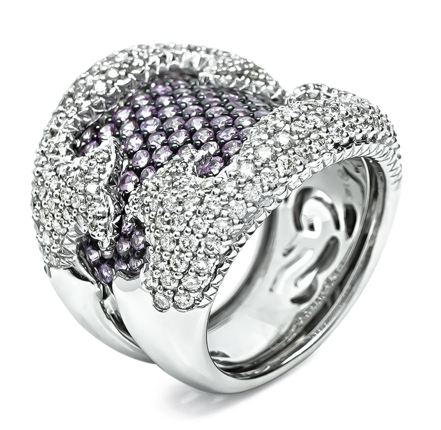 Estate 1.75ct Diamond 0.80ct Kunzite Gold Ring