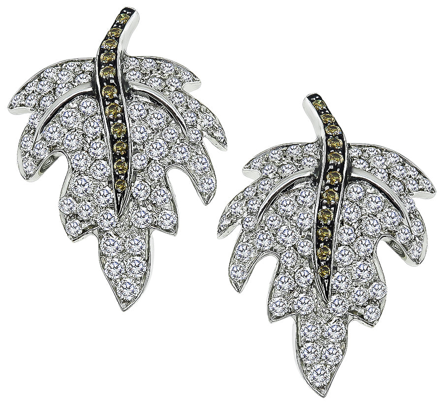 Estate 5.00ct Diamond Maple Earrings