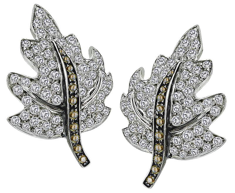 Estate 5.00ct Diamond Maple Earrings