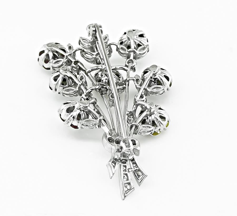 1.00ct Diamond 1.00ct Ruby 1.25ct Blue and Yellow Sapphire Pin