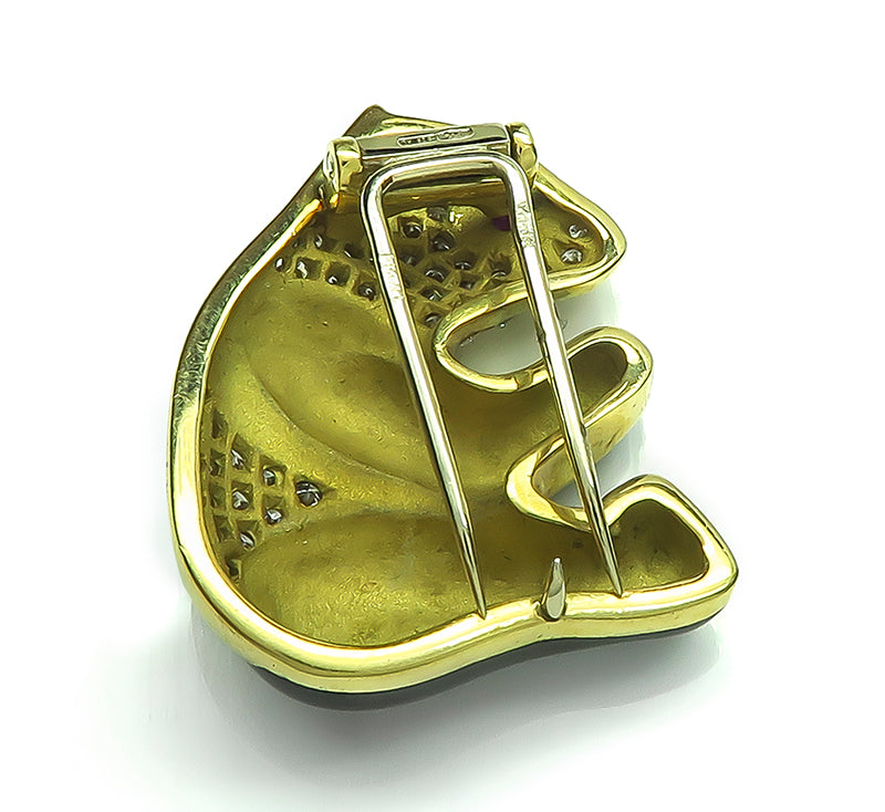 Estate 1.50ct Diamond Enamel Panda Pin