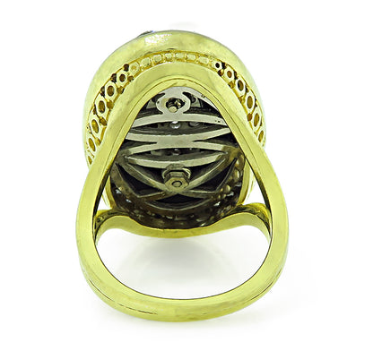 Vintage 1.50ct Diamond Onyx Gold Ring