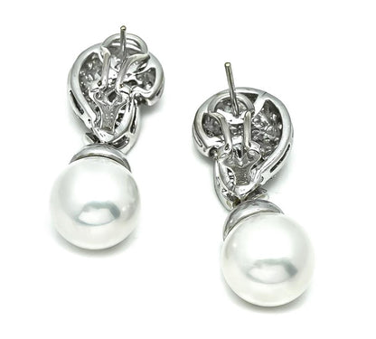 Estate 3.00ct Diamond Pearl Earrings