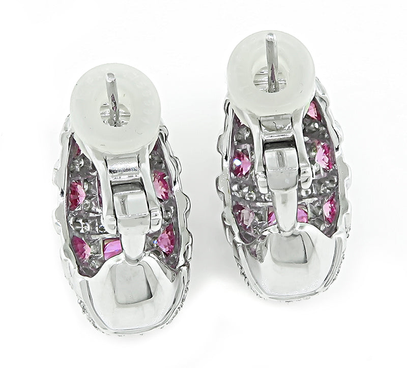 Estate 8.13ct Pink Sapphire 1.08ct Diamond Earrings