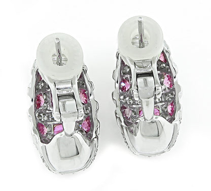 Estate 8.13ct Pink Sapphire 1.08ct Diamond Earrings