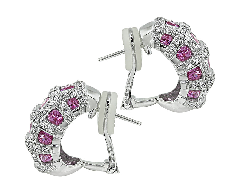 Estate 8.13ct Pink Sapphire 1.08ct Diamond Earrings