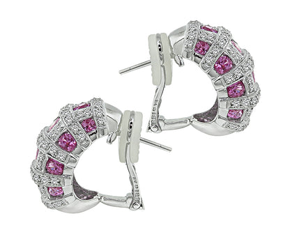 Estate 8.13ct Pink Sapphire 1.08ct Diamond Earrings